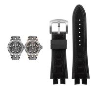 yeziu Bracelet de montre en cuir et caoutchouc pour montres Roger Dubuis EXCALIBUR(Black-silver)