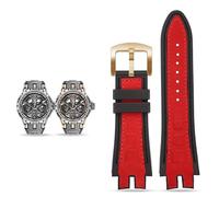 yeziu Bracelet de montre en cuir et caoutchouc pour montres Roger Dubuis EXCALIBUR(Red-gold)