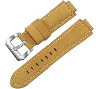 yeziu Bracelet de montre en cuir givré pour TIMEX Tidal T2N720/T2N72, interface convexe, bracelet en cuir de vache(Khaki Silver clasp,16mm)