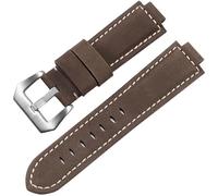yeziu Bracelet de montre en cuir givré pour TIMEX Tidal T2N720/T2N72, interface convexe, bracelet en cuir de vache(Brown silver clasp,14mm)