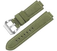 yeziu Bracelet de montre en cuir givré pour TIMEX Tidal T2N720/T2N72, interface convexe, bracelet en cuir de vache(Green silver clasp,14mm)