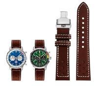 yeziu Bracelet de montre en cuir pour Breitling TOP TIME Little Ice Blue Panda(Dark brown white2)