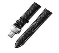 yeziu Bracelet de montre en cuir pour montre Maurice Lacroix Artisan unisexe à boucle papillon(Blackws1,21mm)