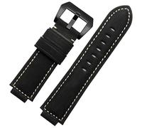 yeziu Bracelet de montre en cuir pour Timex Tide T2n720 T2n721, bracelet à ouverture surélevée, accessoires(Black-Black-K11)