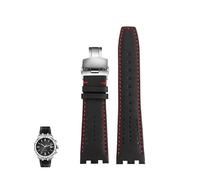 yeziu Bracelet de montre en cuir respirant pour Maurice Lacroix Aikon AI6007 AI6008 AI6038 AI6058, bracelet de montre à maillons en acier à dégagement rapide(Black red,AI6007)