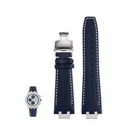 yeziu Bracelet de montre en cuir respirant pour Maurice Lacroix Aikon AI6007 AI6008 AI6038 AI6058, bracelet de montre à maillons en acier à dégagement rapide(Steel link-Blue WH,AI6038)