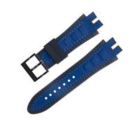 yeziu Bracelet de montre en cuir suédé mat pour montre Roger Dubuis EXCALIBUR King avec base en caoutchouc souple(Blueb a)