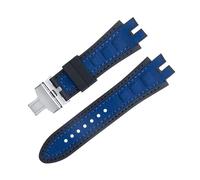 yeziu Bracelet de montre en cuir suédé mat pour montre Roger Dubuis EXCALIBUR King avec base en caoutchouc souple(Blues b)