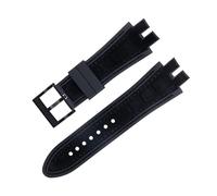 yeziu Bracelet de montre en cuir suédé mat pour montre Roger Dubuis EXCALIBUR King avec base en caoutchouc souple(Matte blackb a)