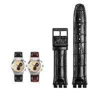 yeziu Bracelet de montre en cuir véritable pour SWATCH YRS YCS Bracelet de montre unisexe en cuir avec boucle ardillon(Blackb a,17mm)