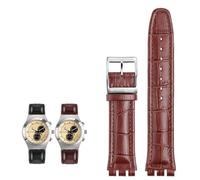 yeziu Bracelet de montre en cuir véritable pour SWATCH YRS YCS Bracelet de montre unisexe en cuir avec boucle ardillon(Browns a,17mm)