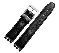 yeziu Bracelet de montre en cuir véritable pour SWATCH YRS YCS Bracelet de montre unisexe en cuir avec boucle ardillon(Blacks c,17mm)