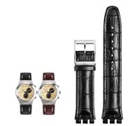 yeziu Bracelet de montre en cuir véritable pour SWATCH YRS YCS Bracelet de montre unisexe en cuir avec boucle ardillon(Blacks a,19mm)