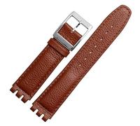 yeziu Bracelet de montre en cuir véritable pour SWATCH YRS YCS Bracelet de montre unisexe en cuir avec boucle ardillon(Browns c,19mm)