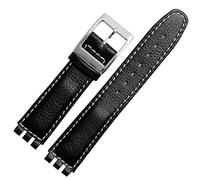 yeziu Bracelet de montre en cuir véritable pour SWATCH YRS YCS Bracelet de montre unisexe en cuir avec boucle ardillon(Blackws c,17mm)