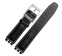 yeziu Bracelet de montre en cuir véritable pour SWATCH YRS YCS Bracelet de montre unisexe en cuir avec boucle ardillon(Blackws b,19mm)