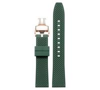 yeziu Bracelet de montre en fluoroélastomère pour montre d'aviation Hamilton Khaki Field Navy Jazzmaster avec boucle papillon(Greenr,22mm)