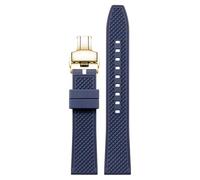 yeziu Bracelet de montre en fluoroélastomère pour montre d'aviation Hamilton Khaki Field Navy Jazzmaster avec boucle papillon(Blueg,21mm)