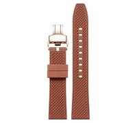 yeziu Bracelet de montre en fluoroélastomère pour montre d'aviation Hamilton Khaki Field Navy Jazzmaster avec boucle papillon(Brownr,22mm)