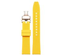 yeziu Bracelet de montre en fluoroélastomère pour montre d'aviation Hamilton Khaki Field Navy Jazzmaster avec boucle papillon(Yellowr,20mm)