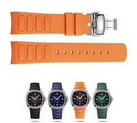 yeziu Bracelet de montre étanche en caoutchouc pour Mido Multifort TV M049.526 M049, bracelet en silicone à interface incurvée(Silver Yellow)