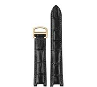 yeziu Bracelet De Montre Pour Cartier PASHA En Cuir De Vachette Pour Homme Et Femme, Avec Boucle Déployante, Accessoires(Black gold,21mm-15mm)