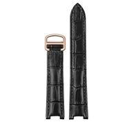 yeziu Bracelet De Montre Pour Cartier PASHA En Cuir De Vachette Pour Homme Et Femme, Avec Boucle Déployante, Accessoires(Black rose gold,21mm-15mm)