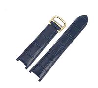 yeziu Bracelet De Montre Pour Cartier Pasha Notch En Cuir De Veau Avec Vis(Blue-gold,21mm-15mm)