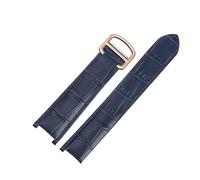 yeziu Bracelet De Montre Pour Cartier Pasha Notch En Cuir De Veau Avec Vis(Blue-rose gold,20mm-12mm)