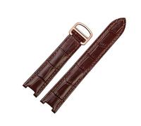 yeziu Bracelet De Montre Pour Cartier Pasha Notch En Cuir De Veau Avec Vis(Brown-rose gold,20mm-12mm)