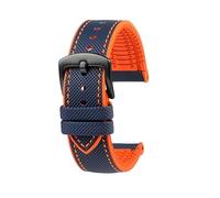yeziu Bracelet en caoutchouc fluoré pour montre Blancpain Fifty Fathoms 5000 5015 5015D 5006 5008(Blue Orange-Black,23mm)