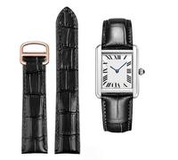 yeziu Bracelet En Cuir Pour Cartier Tank Solo Bleu, Rouge Et Rose(Black rose gold,16mm)
