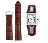 yeziu Bracelet En Cuir Pour Cartier Tank Solo Bleu, Rouge Et Rose(Brown silver,18mm)