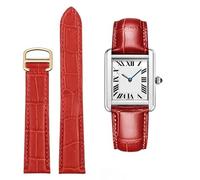 yeziu Bracelet En Cuir Pour Cartier Tank Solo Bleu, Rouge Et Rose(Red gold,18mm)