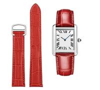 yeziu Bracelet En Cuir Pour Cartier Tank Solo Bleu, Rouge Et Rose(Red silver,18mm)