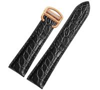 yeziu Bracelet en cuir pour montre Caitier Tank London Cle De W5200027/24 W5200005(Black-rose gold,23mm)