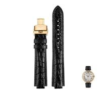 yeziu Bracelets de montre en cuir véritable avec boucles pour Cartier Ballon Bleu(Blackg2,20-12mm)