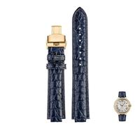 yeziu Bracelets de montre en cuir véritable avec boucles pour Cartier Ballon Bleu(Blueg2,18-11mm)