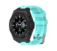 yeziu Kit de modification de luxe pour Samsung Watch 4 Classic 46 mm, coque en alliage, bracelet en caoutchouc(Mint Green-Black)