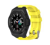 yeziu Kit de modification de luxe pour Samsung Watch 4 Classic 46 mm, coque en alliage, bracelet en caoutchouc(Yellow-Black)