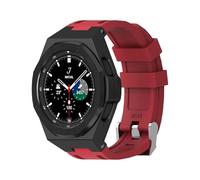 yeziu Kit de modification de luxe pour Samsung Watch 4 Classic 46 mm, coque en alliage, bracelet en caoutchouc(Red-Black)