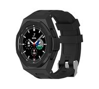 yeziu Kit de modification de luxe pour Samsung Watch 4 Classic 46 mm, coque en alliage, bracelet en caoutchouc(Black-Black)