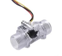 YF-S201C Capteur de débit d'eau avec technologie à effet Hall, filetage BSPT G1/2", débitmètre à turbine de 1 à 30 L/min pour chauffe-eau, distributeurs et venteurs (transparent)
