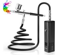 YF youfu Kit d'aérographe sans fil avec compresseur, mini pistolet à air portable 32 psi, brosses à air haute pression pour peinture, tatouage, nail art, mode, maquillage, gâteau, barbier
