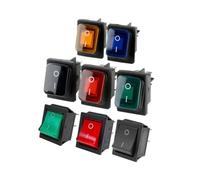 YF759DS 4 Pins 6Pin Waterproof Rocker Switch with Light on/Off Seal Switch 220V Red Black Lighting 16A Car Boat Button with LED Light(KCD4-4 Red)