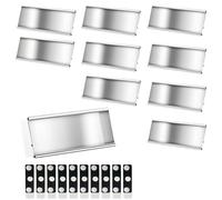YFaith 10 Pièces Badge Aimanté, Alliage D'aluminium Noms Magnétiques, 7,2 X 3,2 cm Badges Nominatifs Magnétiques, Avec 10 Paires de Boutons Magnétiques, Pour école, Bureau, Exposition