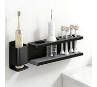 YFaith 2 Pièces Support Brosse a Dent Electrique, Porte Brosse à Dents Mural de Haute Qualité, 2 Styles Accroche Brosses a Dent Murale avec Tampon Absorbant, pour Brosses à Dents, Dentifrice, Peigne