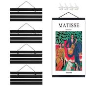 YFaith 4 Pièces Cadre A4 Bois, A4 Cadre Poster Magnétique 21cm, Porte Affiche Noir avec Cordon e Clous, Cadre Photo Aimanté en Bois Naturel pour œuvres D'art, Manga, Affiches et Photos