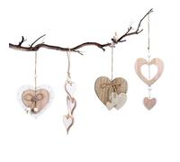 YFaith 4 Pièces Cœur Décoratif en Bois à Suspendre, Décoration Suspendue Bois avec Motif Coeur, Décoration Maison Romantique Décoration de Fenêtre, pour Fenêtres, Couloirs, Chambres, Salons