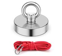 YFaith 60 mm Aimant Peche, Aimant Neodyme avec Anneau de Levage, Rond Crochet Magnetique, Corde se 10 m avec Mousqueton, Pêche à L'aimant, pour Récupération D'objets Dans Pelouses, Lacs